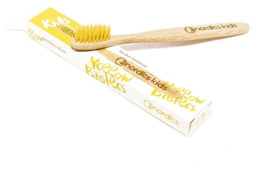 Brosse à dents pour enfants en bambou jaune