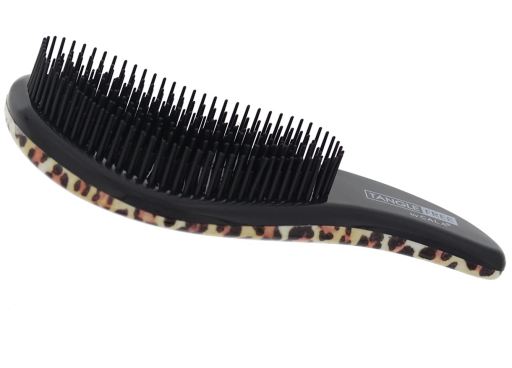 Brosse à cheveux sans enchevêtrement noire avec léopard marron