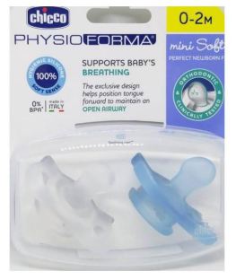 Sucette PhysioForma Mini Soft 0-2 m bleu 2 unités