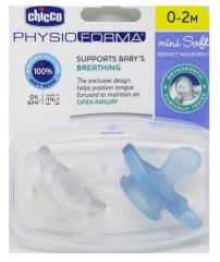 Sucette PhysioForma Mini Soft 0-2 m bleu 2 unités