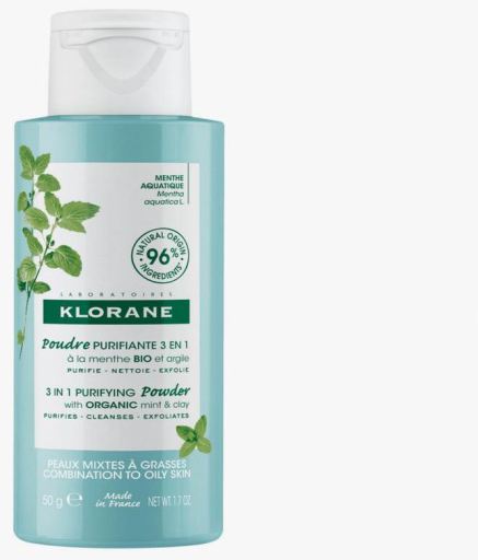 Bio Menthe Aquatique et Argile Poudre Purifiante 3 en 1 50 gr