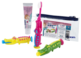 Fluorkin Coffret de voyage enfant Brosse à dents + dentifrice