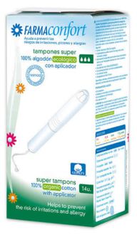 Tampons en coton avec applicateur biologique 14 unités