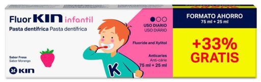 Fluorkin Dentifrice Enfant Fraise 75+25 ml