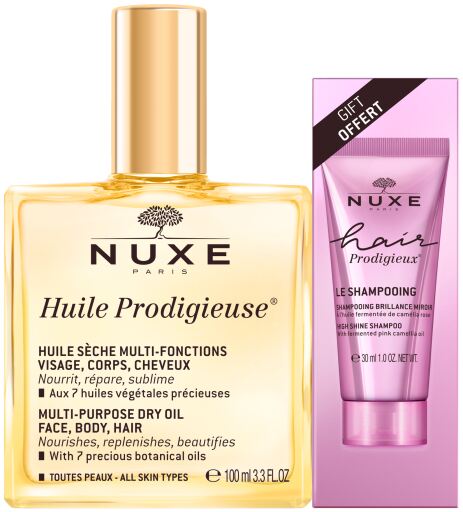 Pack Huile Prodigieuse 100 ml + Shampoing Brillance Prodigieux Cheveux 30 ml