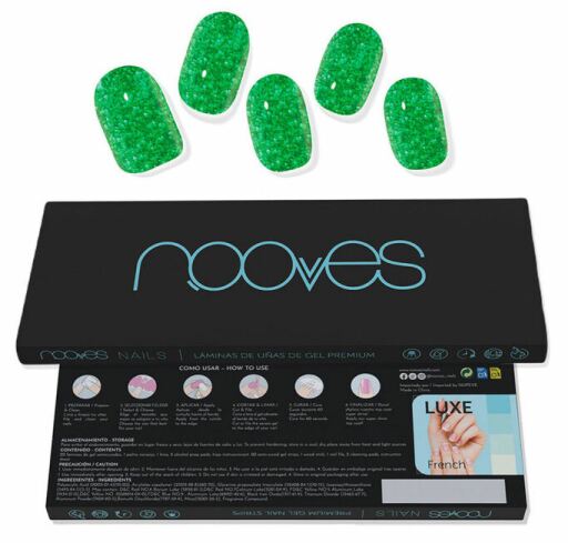 Feuilles d&#39;ongles en gel vert Jade Glitter Glam 20 unités