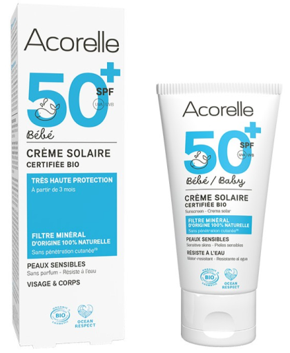 Crème Solaire Bébé avec Filtre Bio Minéral SPF 50+ 50 ml